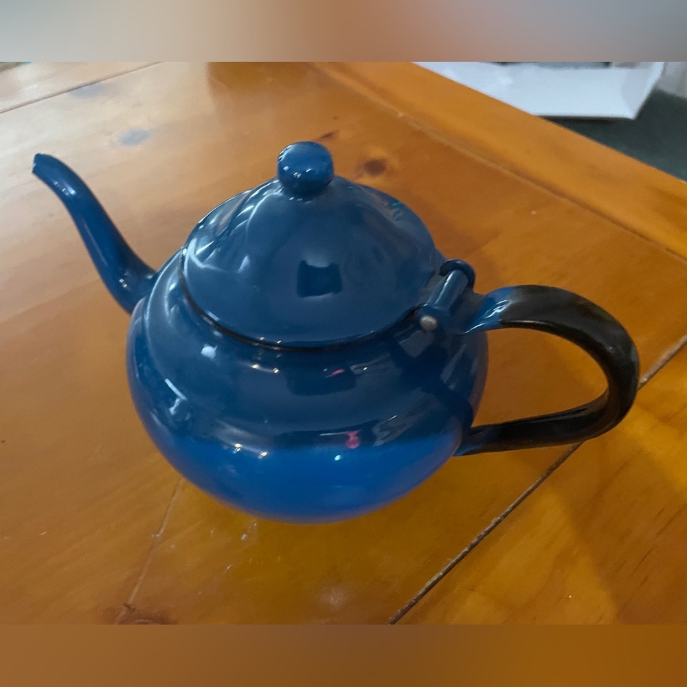 Vintage blue enamel teapot